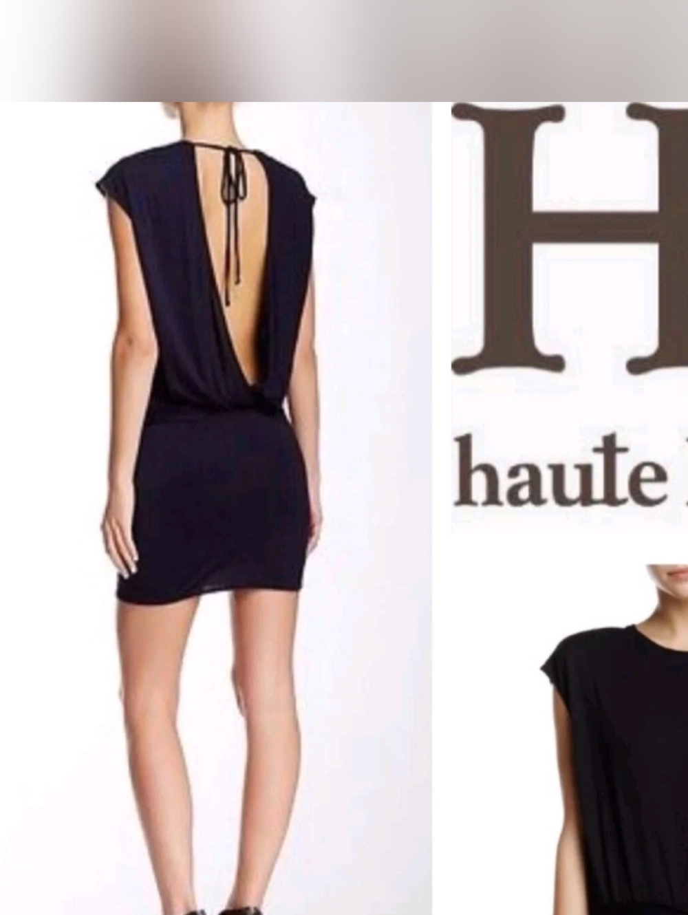 Black Open-Back Tie-Waist Mini Dress Size M ( New With Tag )